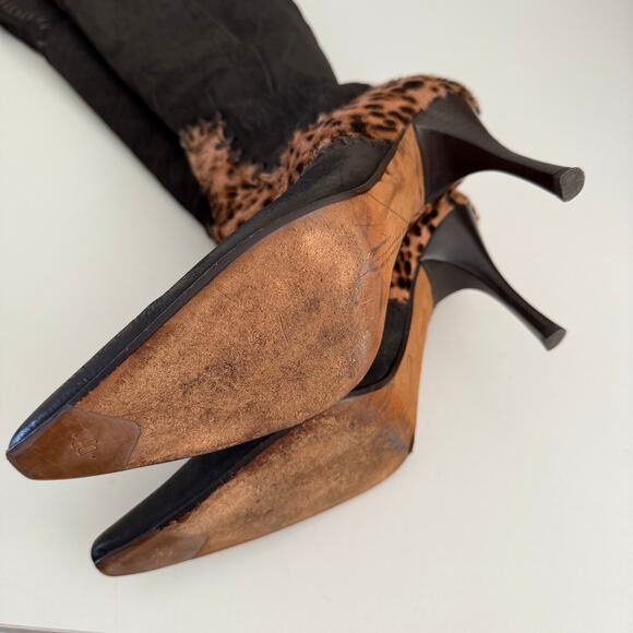 Donald J. Pliner Couture SIGNED boots leather calf hair animal print 7.5 - Picture 6 of 16